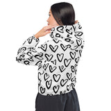 Women’s Cropped Windbreaker - Black Hearts