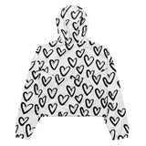 Women’s Cropped Windbreaker - Black Hearts
