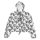 Women’s Cropped Windbreaker - Black Hearts