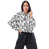 Women’s Cropped Windbreaker - Black Hearts